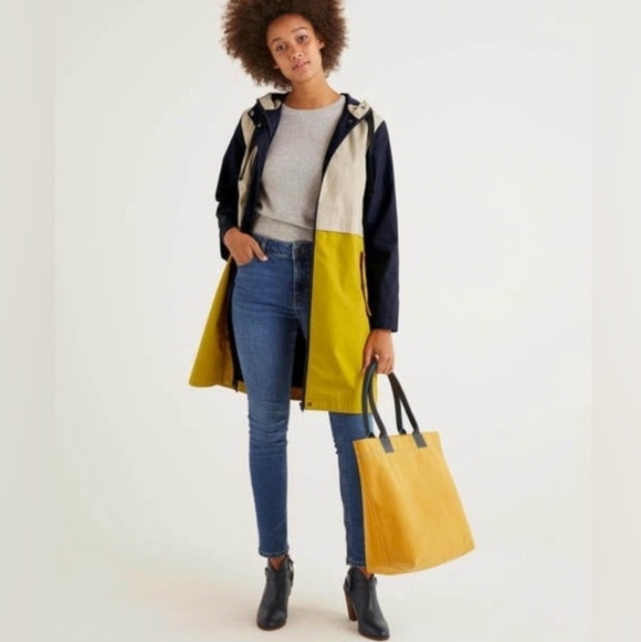 Boden Colorblock Lawrence Long Hooded  Waterproof Raincoat Women's Size 6 - Picture 2 of 12